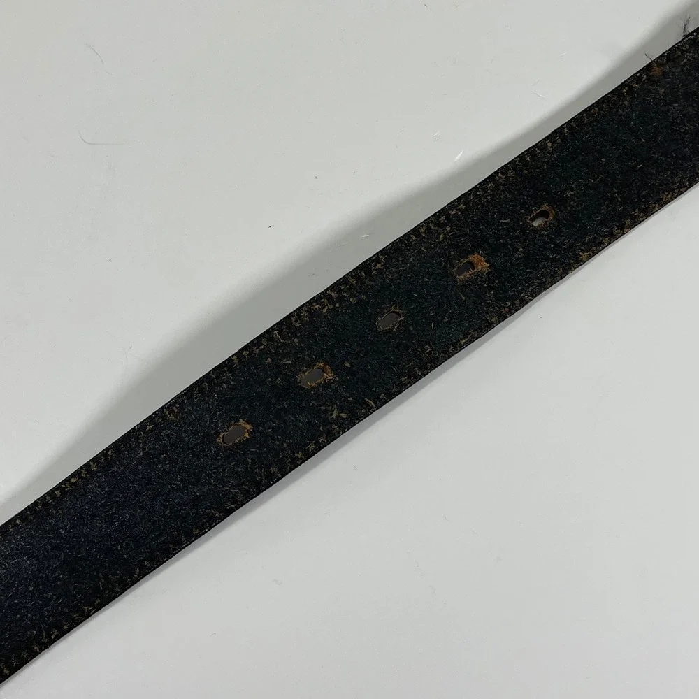 Vintage Tony Lama Leather Western Belt Mens 42 Black Stitch Detail Silver Buckle